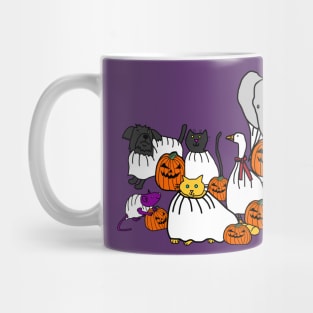 Cute Animals and Pumpkin Head Halloween Horror Costumes Mug